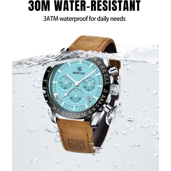 ⚡Watches for Men Analog Quartz Chronograph 30M Waterproof Luminous Elegant Gift - Picture 6 of 10